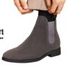 Men Chelsea Boots Genuine Leather Elastic Mid Calf Suede Martin Boots Casual Shoes