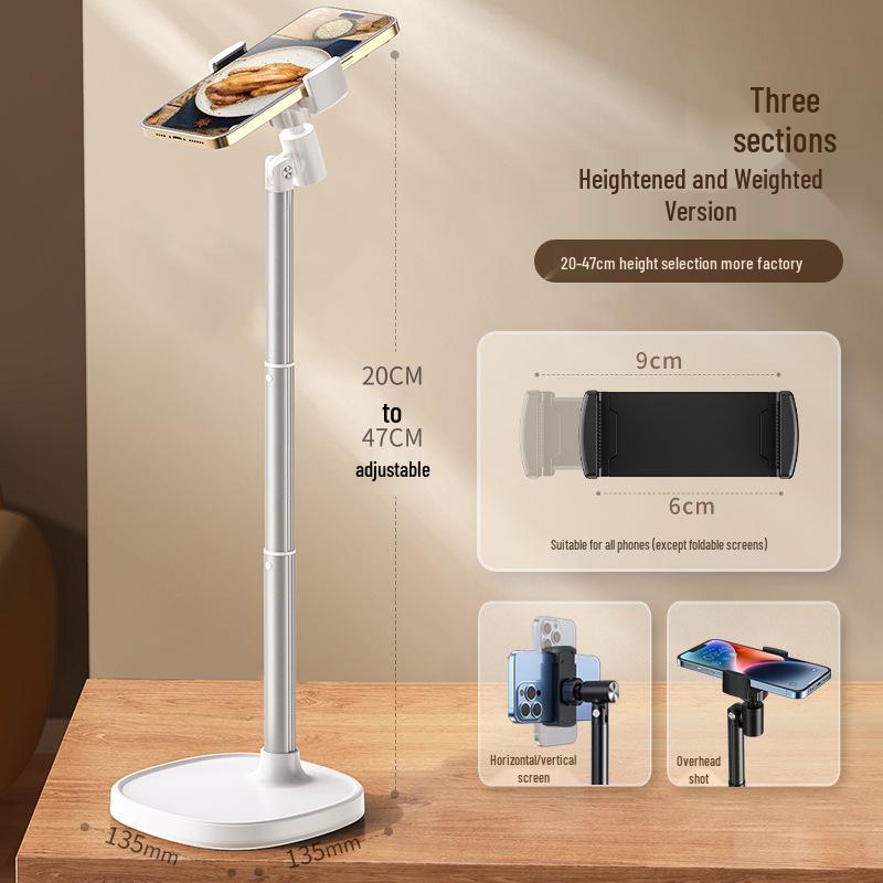 Soporte para teléfono móvil 2025: Soporte de Escritorio para Transmisión en Vivo y Selfies Cenitales, Uso Universal para TikTok y Videos.