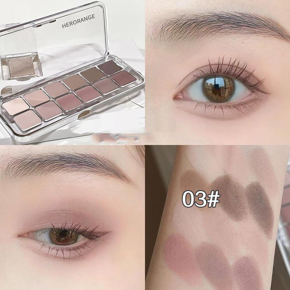 HERORANGE Artistic Twelve Color Eyeshadow Palette Pearlescent Matte Eyeshadow Popular Earth Color Daily Repair Long-lasting Color
