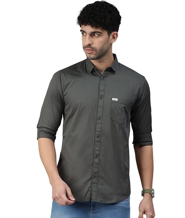 

Man Men Classic Slim Fit Pure Cotton Casual Shirt 3XL сірий