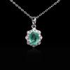Natural Zambia Emerald Pendant Oval 6*8mm 925 Sterling Silver Flower Shape Design Necklace Fine Jewelry for Mom's Birthday Gifts