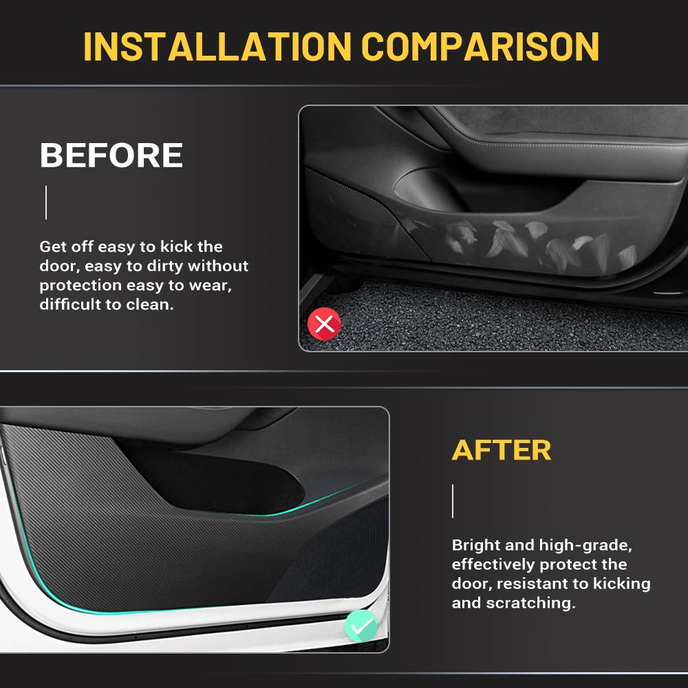 Door Anti-Kick Pad carbon fiber Protector Stickers For Tesla Model 3 Model Y Accessories Car-styling