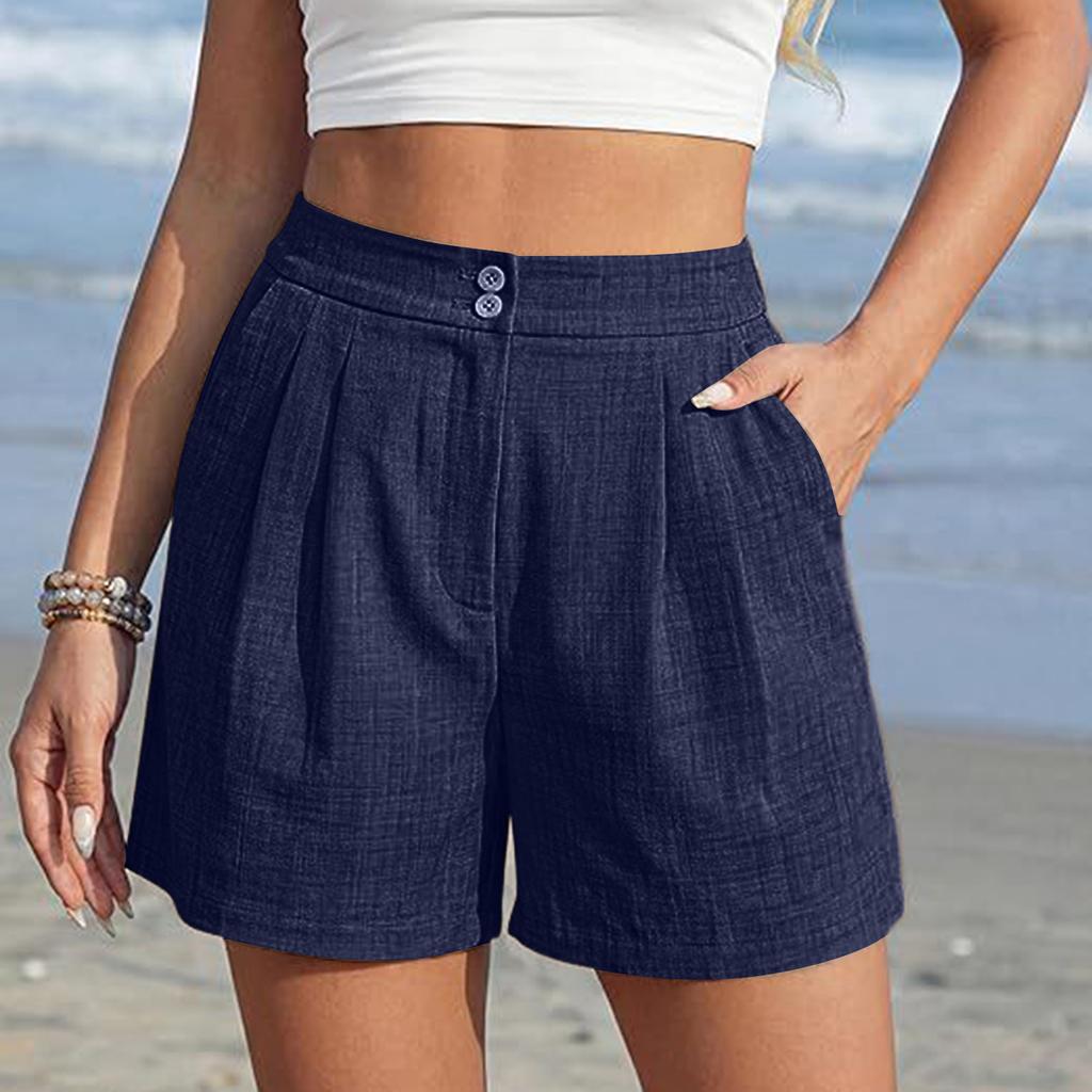 Women's Shorts Casual Summer  Color Drawstring Beach Loose Pocket Shorts