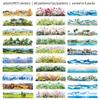 Watercolor Scrapbook Stickers Transparent PET Strips 55 x 180mm with Cherry and Ocean Decorative Stickers for and Card Making 6-Pack - Nature, City,