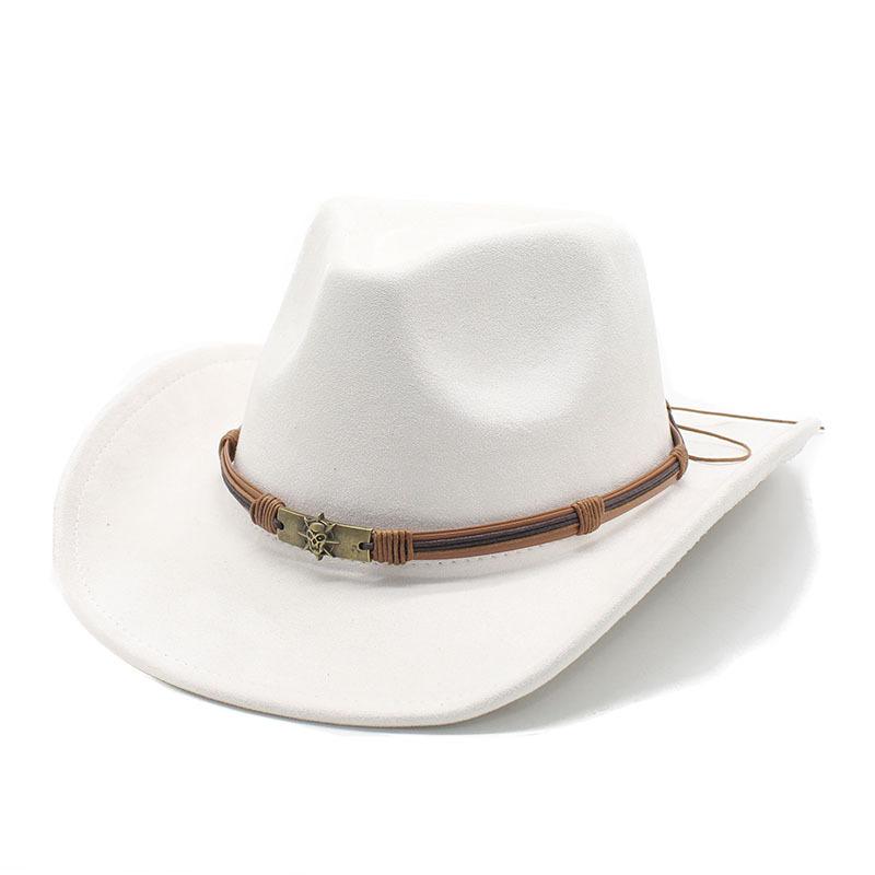 Western Suede Western Cowboy Hat Women Men Outdoor Travel Party Belt Buckle Wide Brim Panama Cap Unisex Fedora Hat
