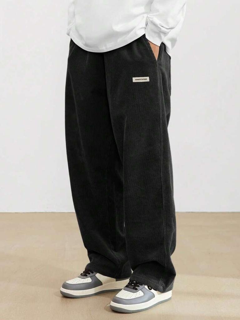 Men's Japanese Style Wide-Leg Cargo Pants - Autumn/Winter Solid Color Fashion