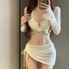 Swimsuit Women's Waffle Bikini Four-piece Split New Fashion Skirt Conservative Seaside Hot Spring Blouse Sun Protection