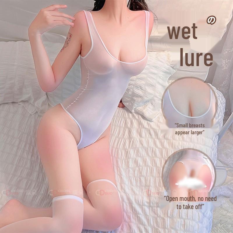 Sheer High Elastic Open Crotch Bodysuit Lingerie Set