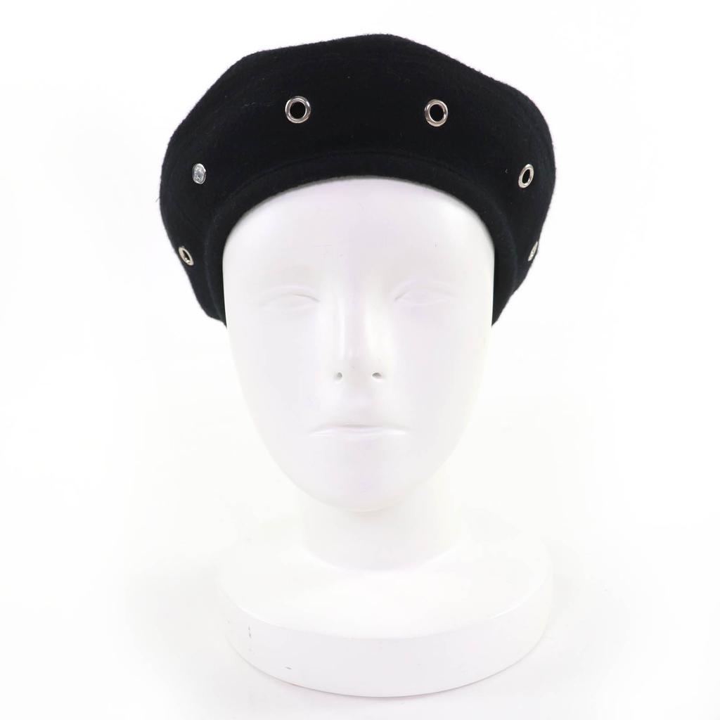 Great HERMES beret Saint Honoré Serie Metal black cashmere Women 57 Used