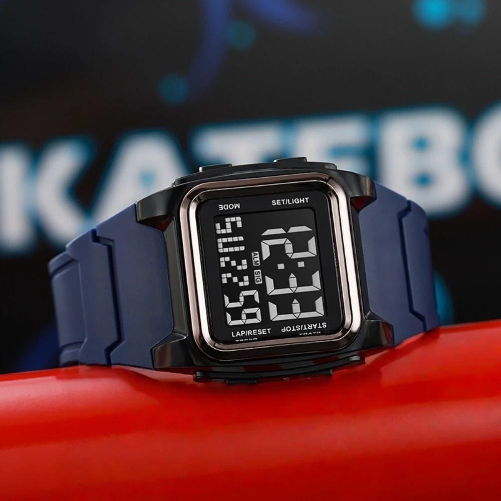 LED Display Sports Digital Watch Multifunction Glow-in-the-dark Electronic Wristwatch Stopwatch Square Quartz Watch For Men Kids