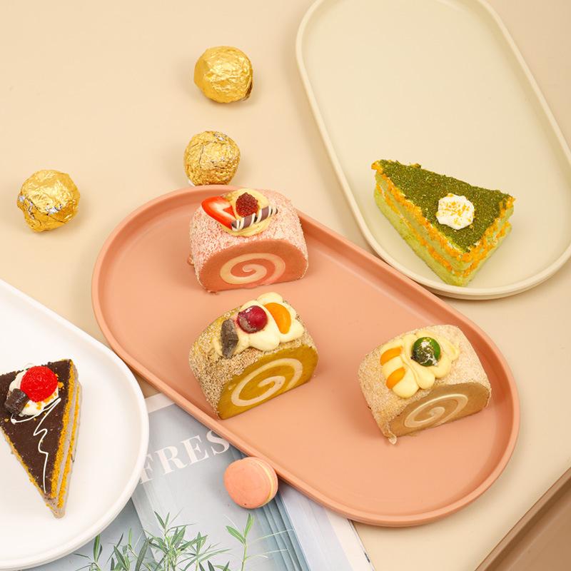 Dessert Tray Fruit Plate Oval Stackable Food Serving Tray Free Bone Dish Snack Plate Reusable Smooth Edge Food Plate for Kitchen