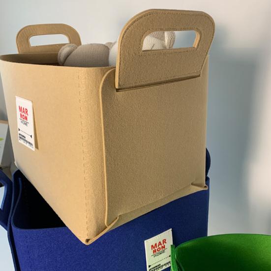 Felt Storage Basket with Handles Foldable Fabric Storage Bin Eco-Friendly Collapsible Organizer Bin for Toys Clothes Blankets Home Laundry