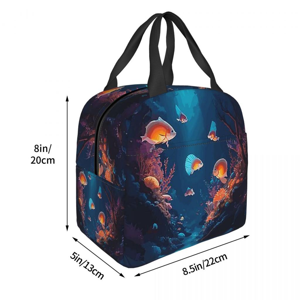 Underwater World Tropical Fish Insulated Lunch Bag for Women Office Cooler Thermal Food Box Tote Leakproof Lunch Boxes Container