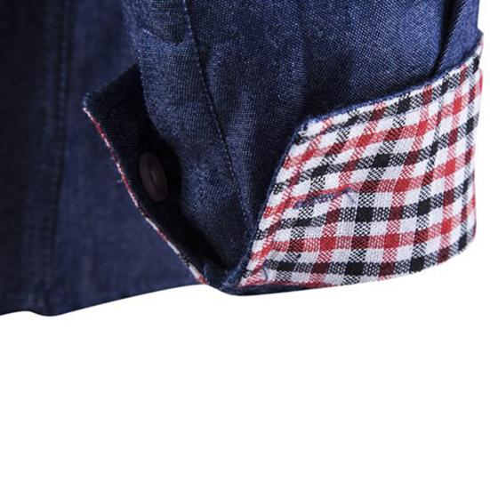 Herren Einfarbig Langarm Jeanshemd Atmungsaktives Lässiges Denim-Oberteil für die Arbeit