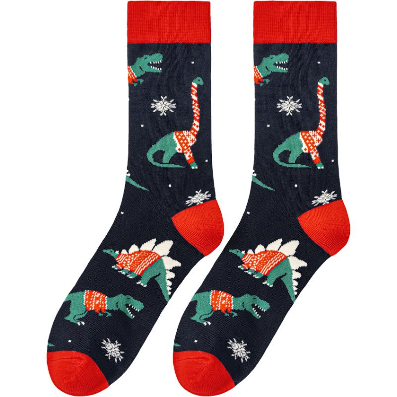 Christmas Reindeer Dinosaur Mid-Calf Socks - Trendy Men's & Women's Owl Design