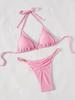 Solid Ruched Tie Sexy Two Piece Bikini Elegant Comfortable For Beach Vacation