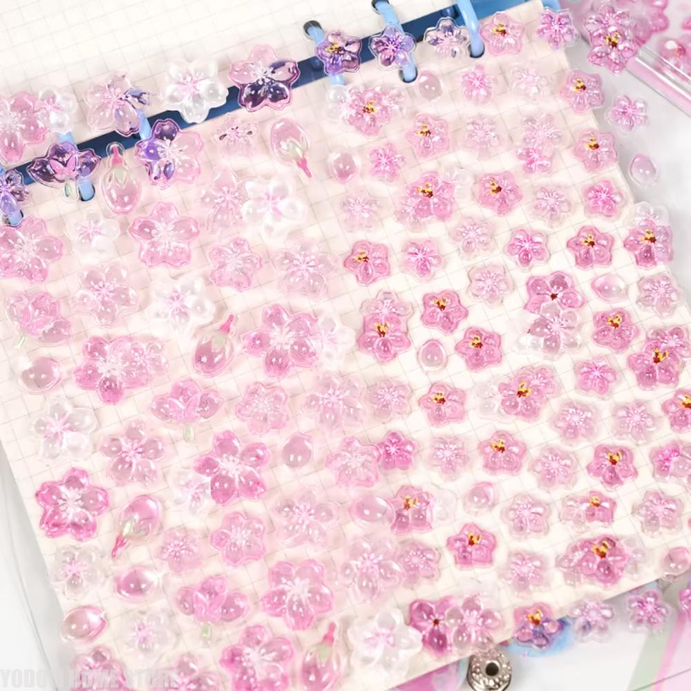 Cherry Blossom Petal Sakura Drop 3D Relief Stickers Scrapbooking DIY Journaling Stationery Diary Decor School Cute Stickers