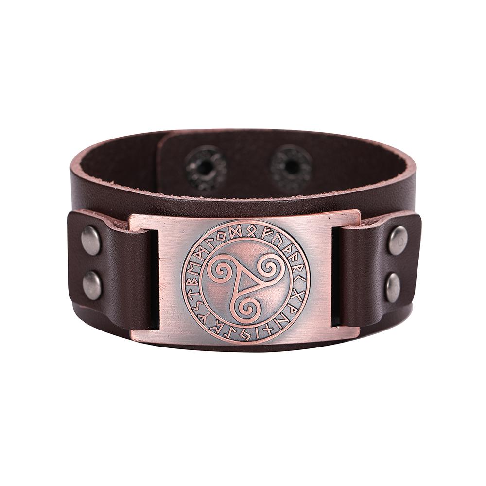 LIKGREAT Wikinger Runen Armband Talisman Anhänger Leder Wickel Manschettenarmbänder für Männer Frauen Wicca Schmuck Zubehör Geschenk