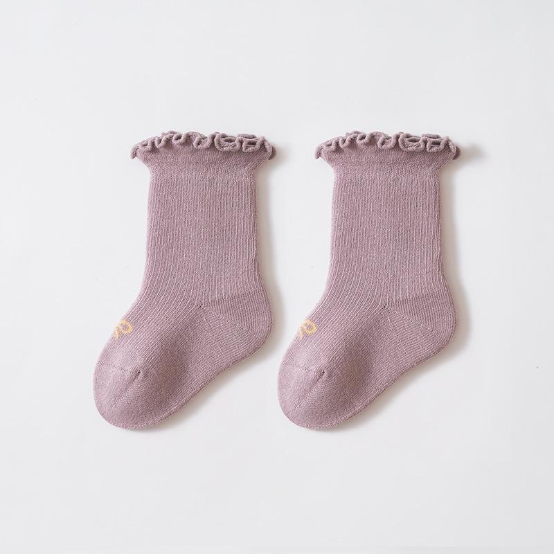 Xiyu Jia Baby Socks - Autumn/Winter Collection, Ruffle Edge, Bow Detail, A-Class Combed Cotton, Seamless Design