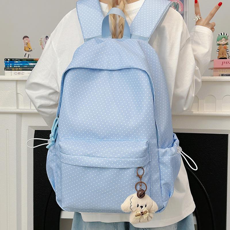 Dot Print Backpack Middle School Student Class Schoolbag Travel Computer Backpack