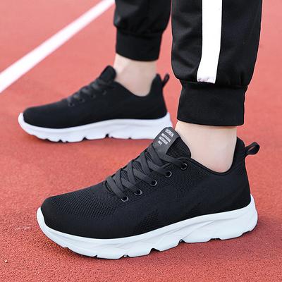 Neue Herrenschuhe Low-Top Sport Fly-Woven Vier-Jahreszeiten Übergröße Einfarbig Sportschuhe Laufen Atmungsaktiv und Lässig