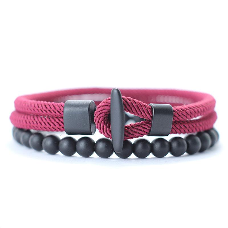 2 Buc/Set Piatră Onix Natural 6mm Brățară Bărbătească Simplă Margele Frânghie Milan Set Brățară Fashion Bărbați Femei Cuplu Bijuterii Alamă