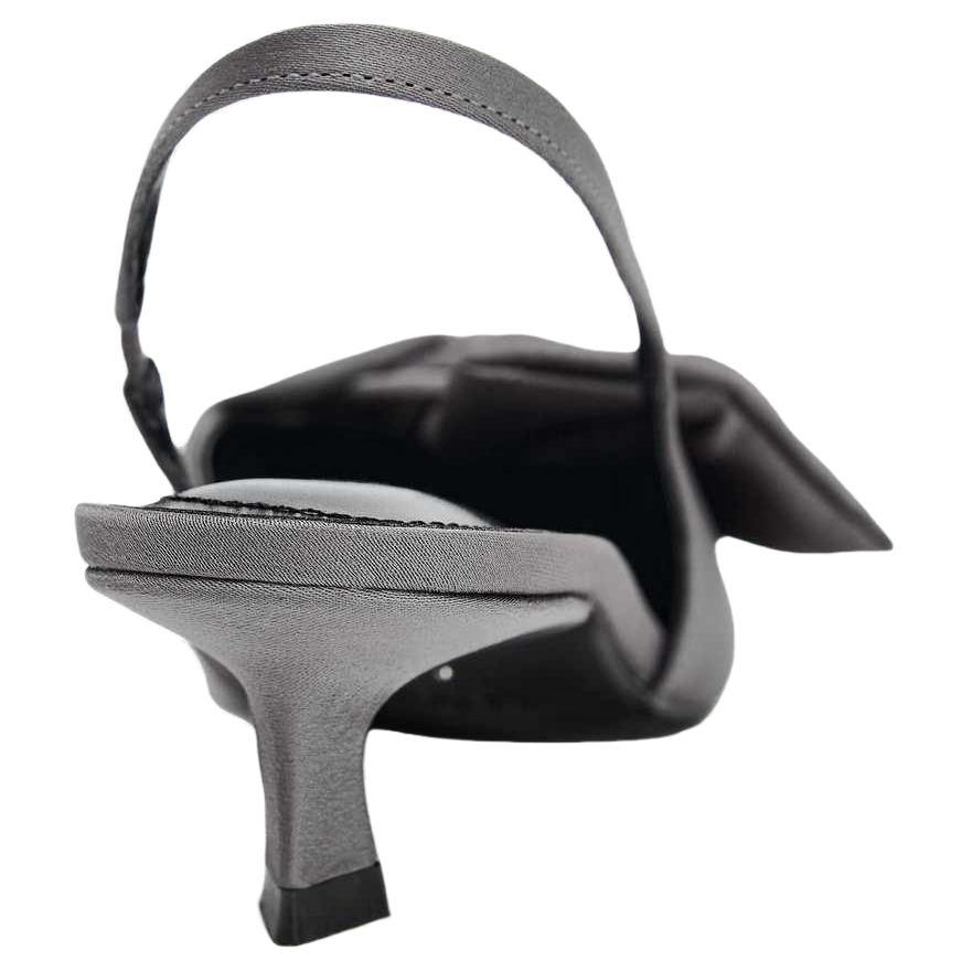 Zara Elegant Pointed Toe Satin Ankle Strap Kitten Heels Women High Heels Gray 11221510802-38