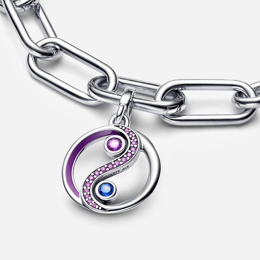 ME Series 925 Silver Chained ME Wire Heart Medallion Marry Double Link Charm Fit Original Bracelet Accessories