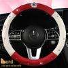 All-Season Suede Steering Wheel Cover with Rhinestones and Crown for Cars, Trucks & SUVs