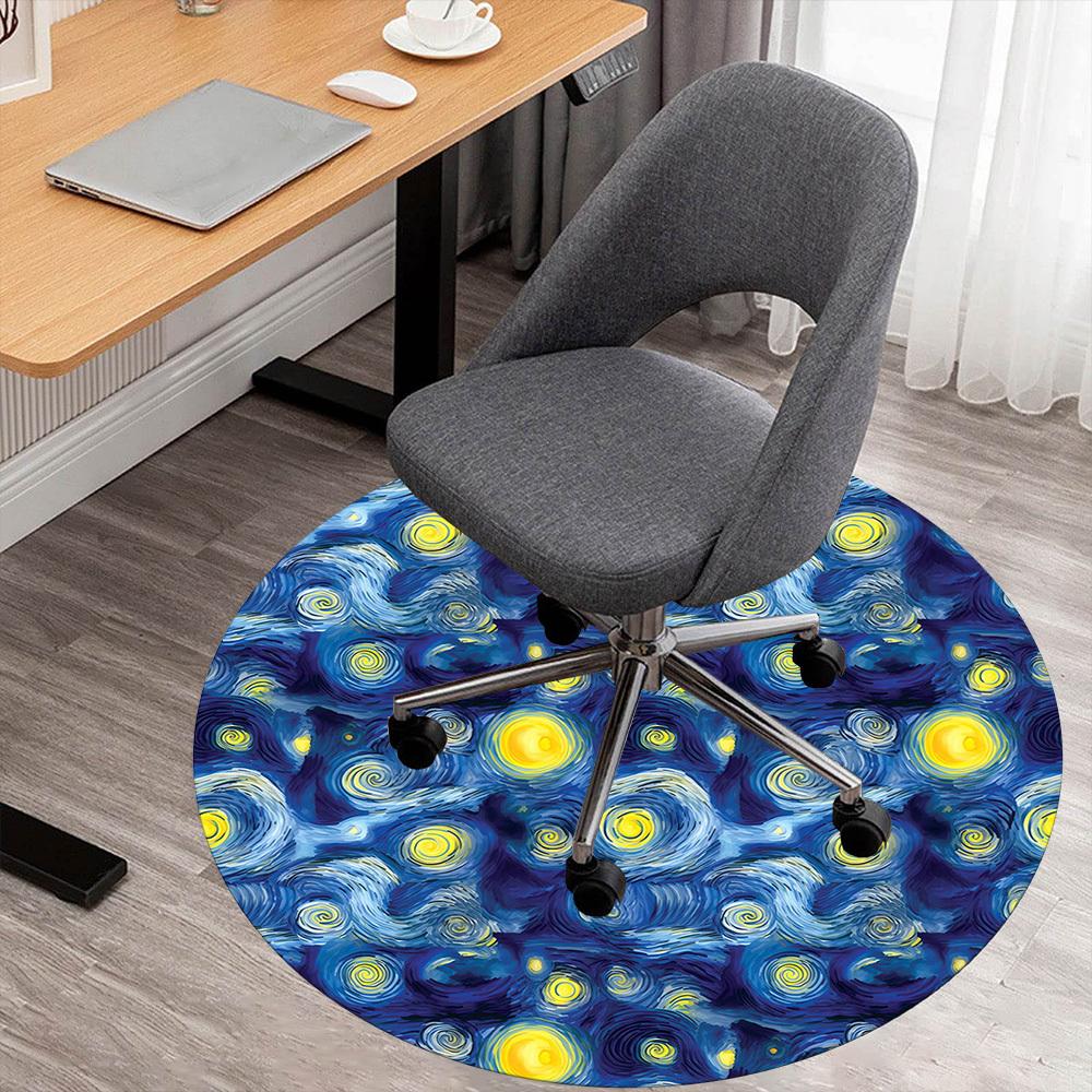 

1pc night sky stars Round Chair mat Area Rug - Non-Slip, Floor Mat for Office, Bedroom, and Indoor Decor -1002131 80cm by 80cm