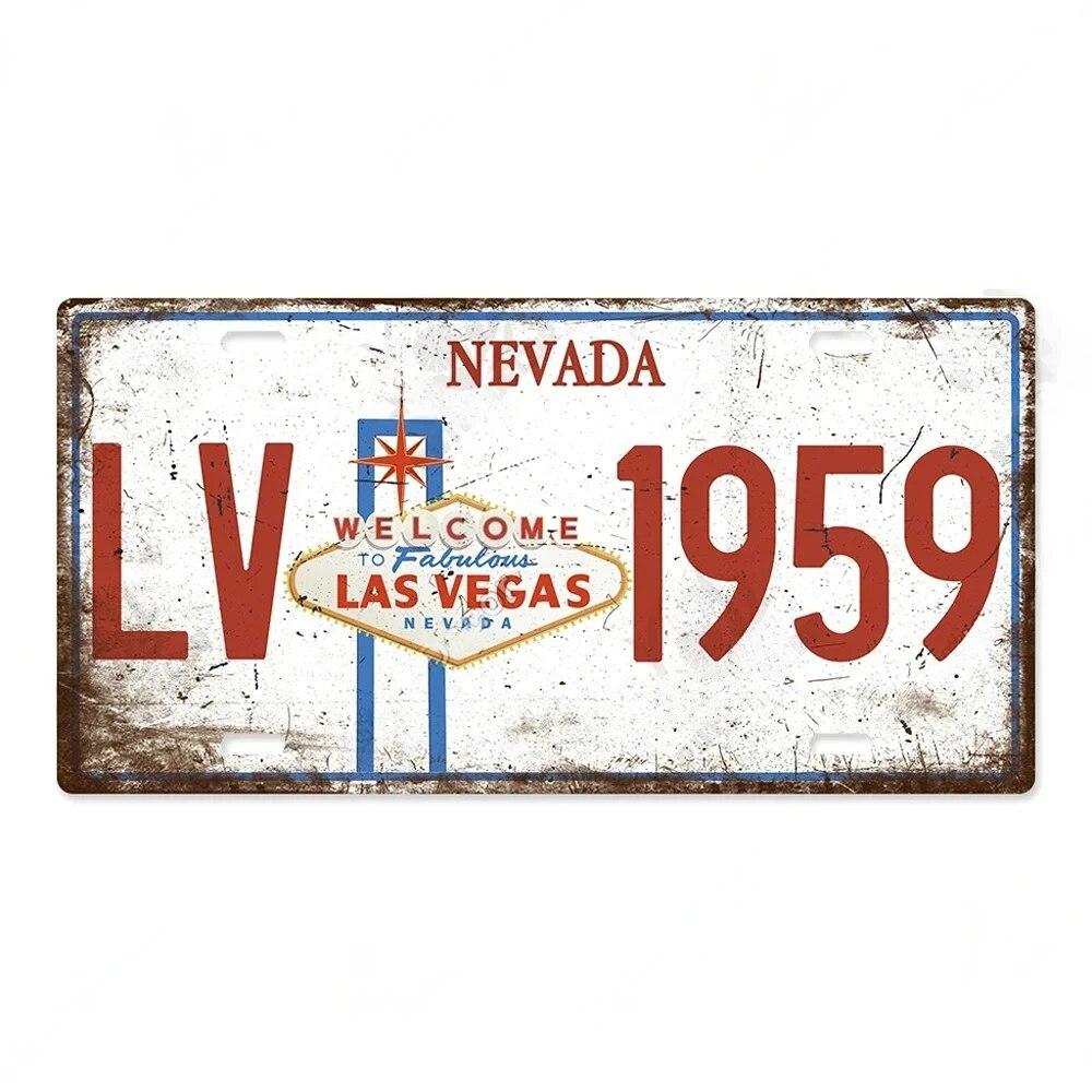 Vintage Las Vegas Metal Tiin Signs Decor Licenses Metal Plate Plaque Wall Decor for Living Room Club