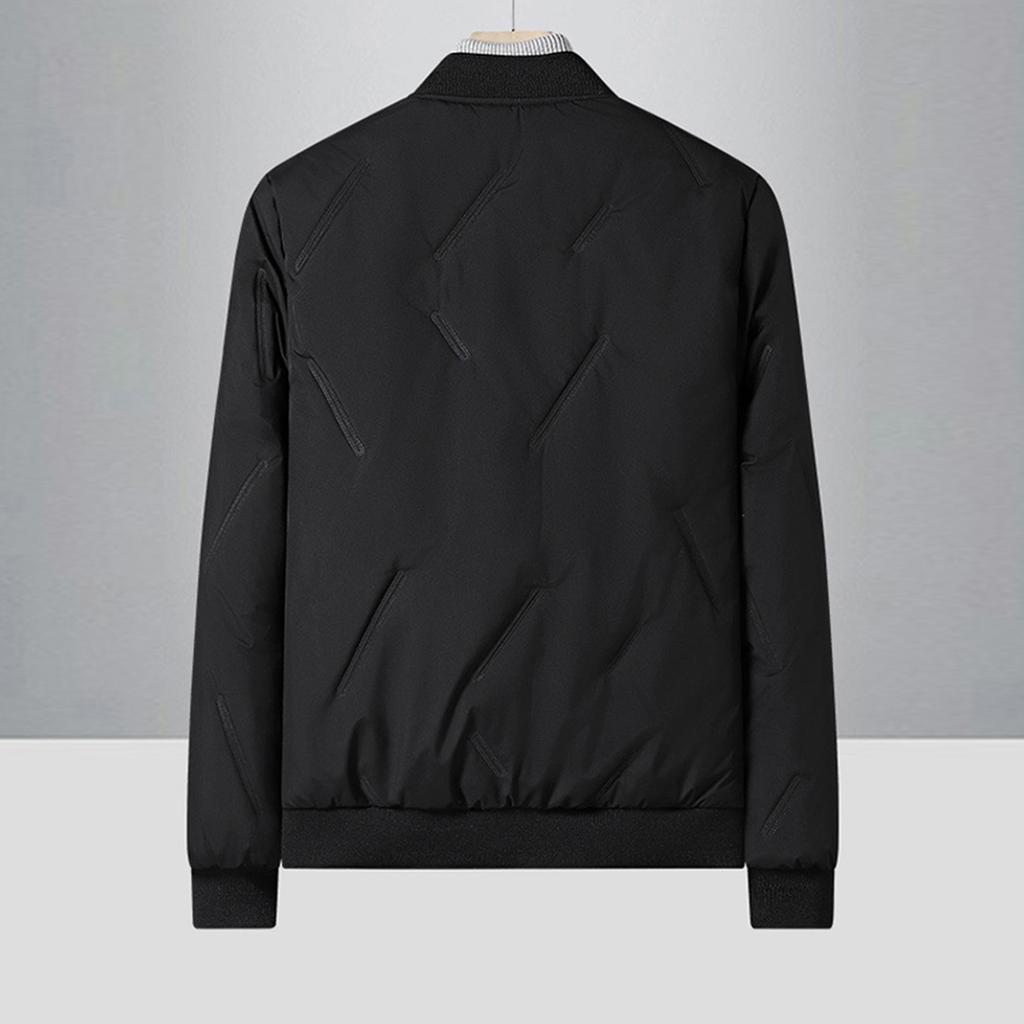 Men's Large Pocket Zipper Jacket Sports Leisure Baseball Collar Thick Warm Quilted Coat