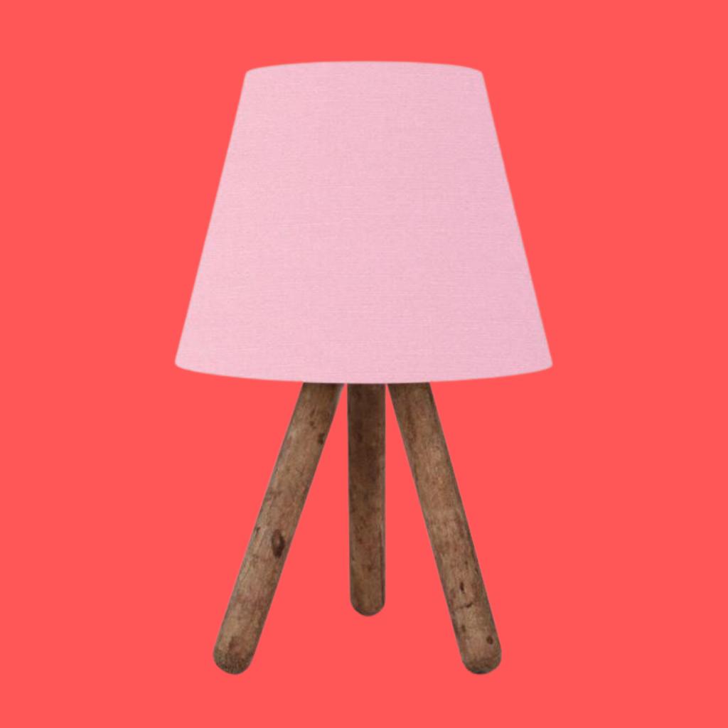 

Three Leg Wooden Lampshade Pink Fabric Headboard Bedroom Children s Room Table Lamp