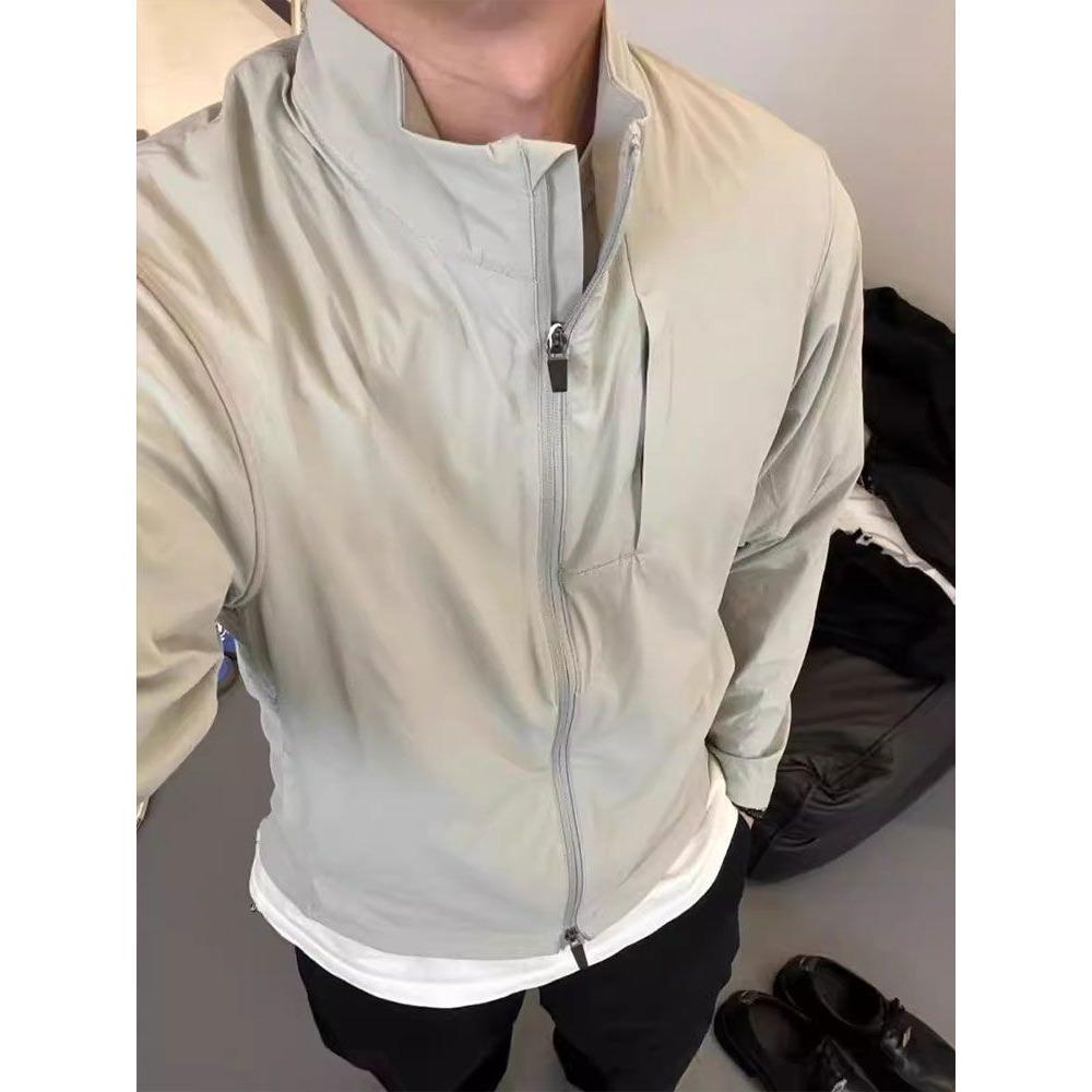 Frühling Sommer Outdoor Amerikanische Eisseide Dünne Sport Sonnenjacke Herren Langarm Atmungsaktiv Lässiger Mantel