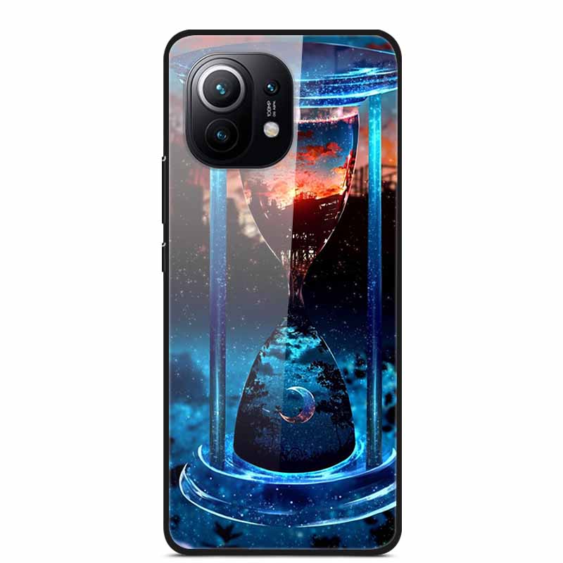 Glass Back Cover For Xiaomi 11 Lite 5G NE Case Soft Edge Hard Tempered Glass Case For Xiaomi Mi 11 Lite 5G NE Phone Case Coque