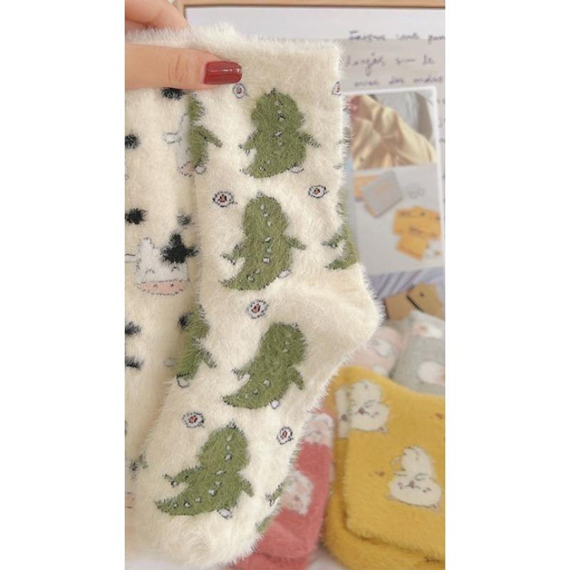 

Женские осенне-зимние носки-гольфы с добавлением бархата и толстые теплые милые домашние для сна и пола 1 pair