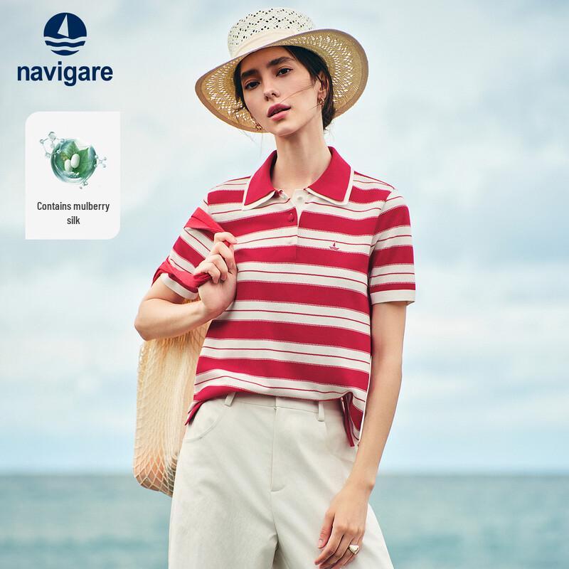 

Navigare Women s Striped Polo Knit Shirt S