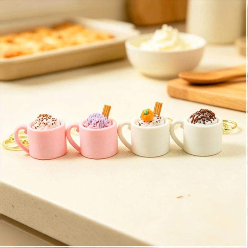 Sundae Ice Cream Mug Keycap Clicker Keychain 3D Printed Cute Fidget Toy Small Christmas Gift for Kids Teens