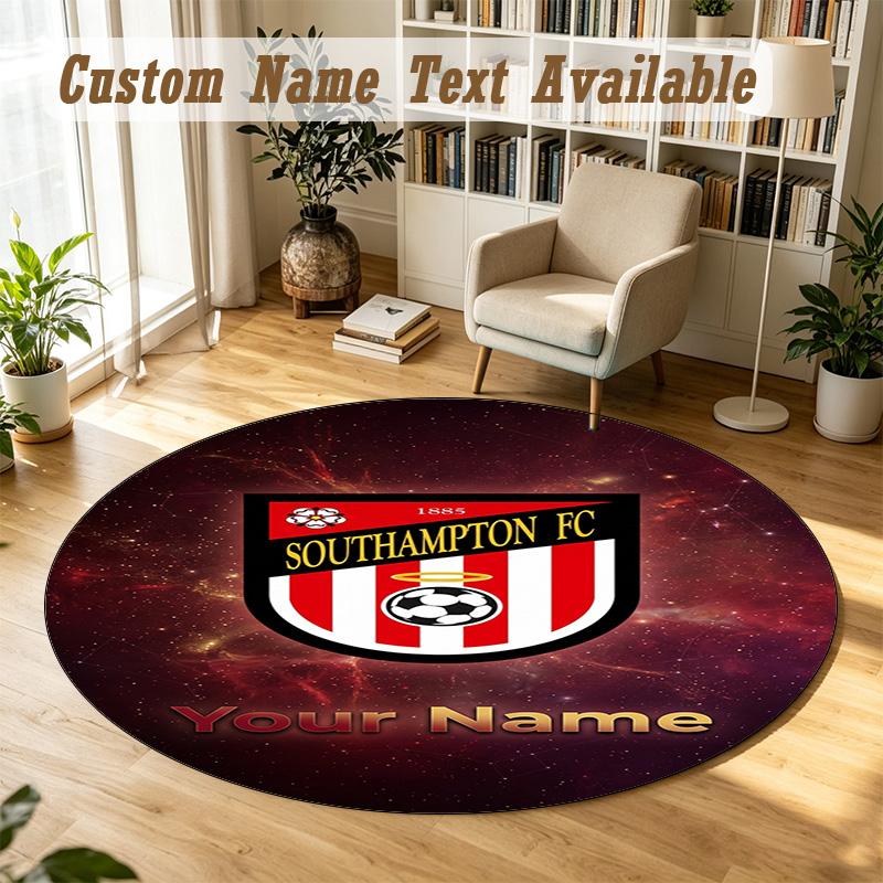 Round Rug Custom NameSouthampton FC Pattern Non Slip Carpet Home Floor Decor