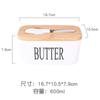 Wooden Cover Ceramic Butter Box with Spatula Knife Sealed Fresh Butter Box Multicolor Rectangular Sealed Kitchen Storage Box
