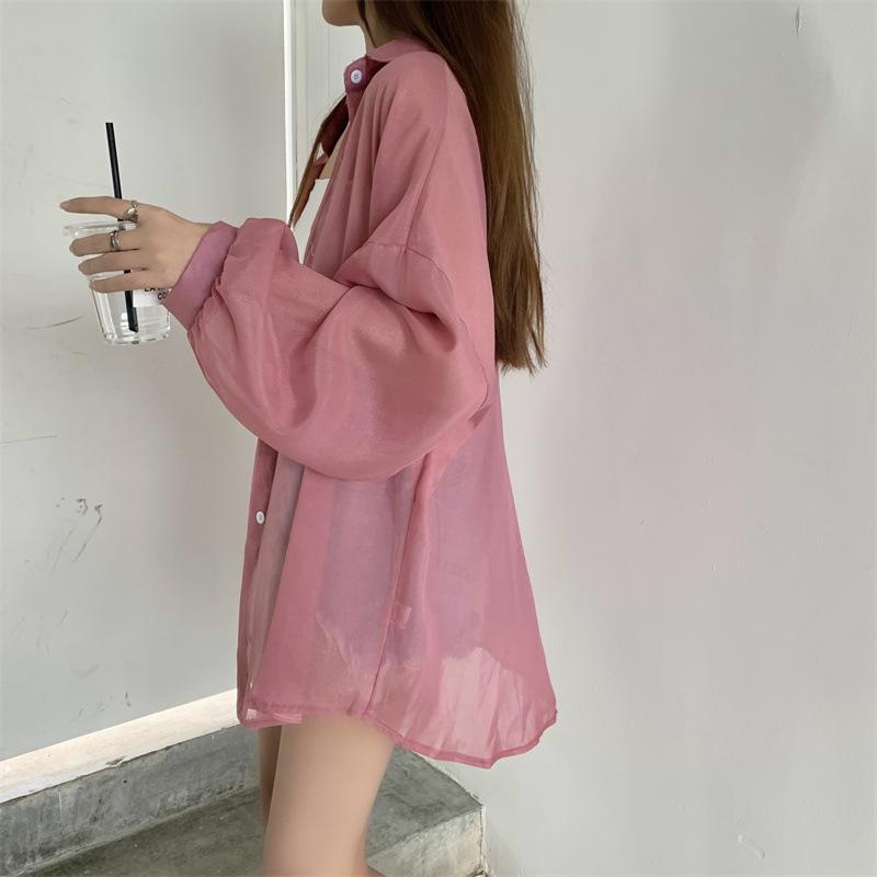 GMXIA Damen Sommer Sonnenbekleidung Hemd Dünne Durchsichtige Chiffon Jacke Tops