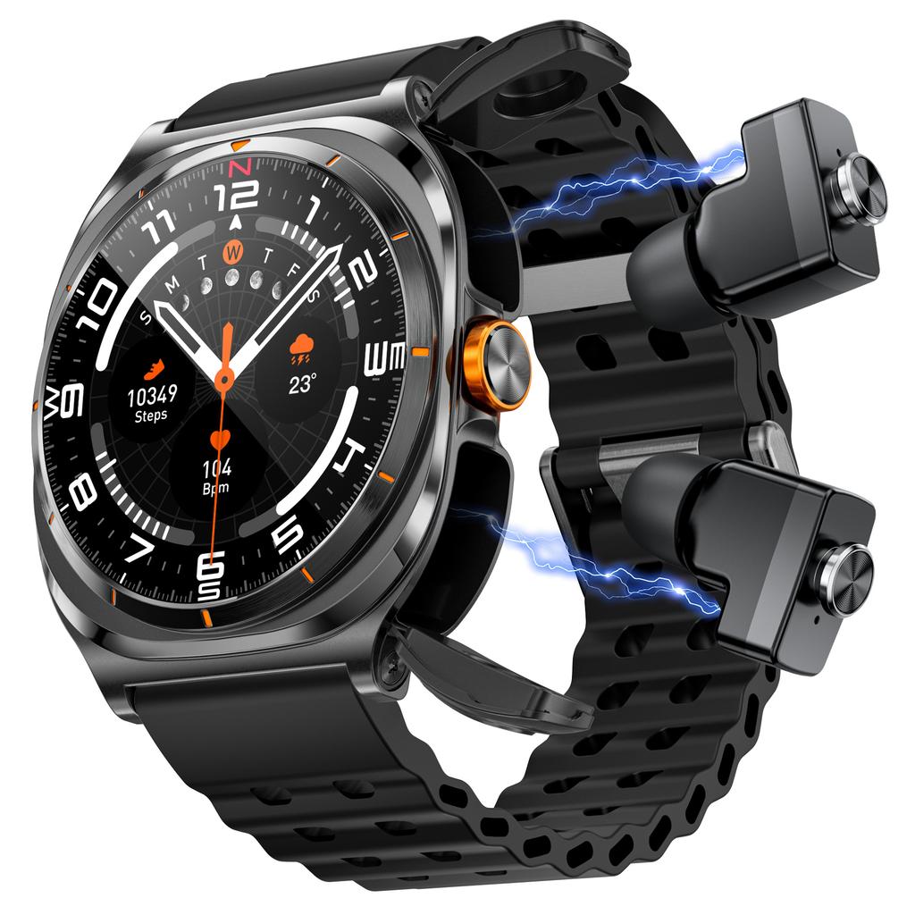 GT98 2 in 1 TWS Earphones 1.53 Inch HD Round Screen Waterproof Sport Smartwatch