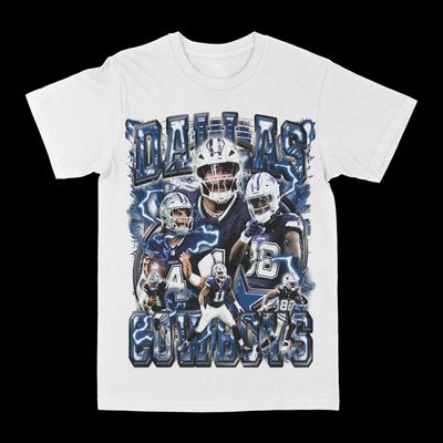 Dallas Cowboys Unisex Baumwoll-T-Shirt Vintage Retro Athletisch Weißer Stil