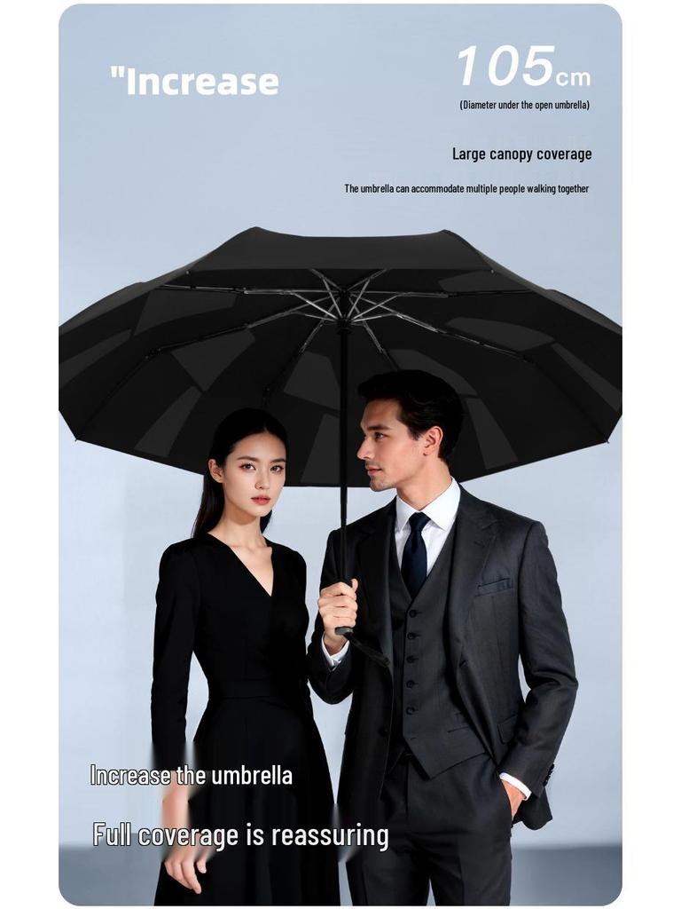 8-Rib Automatic Crease-Free Umbrella: Durable, Reinforced, and Folding for All Weather.