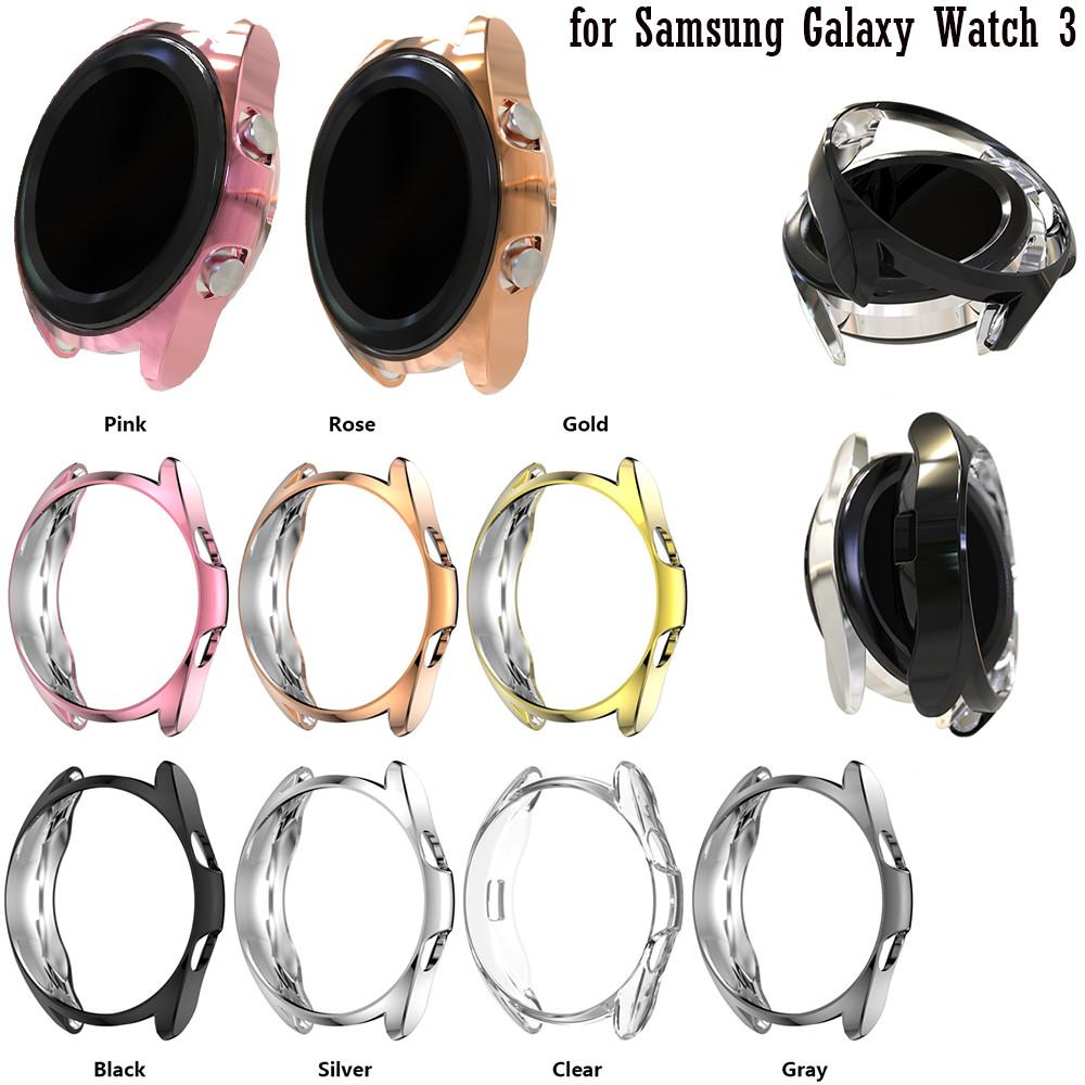 Ochranný kryt pouzdra pro Samsung Galaxy Watch 3 45mm 41MM Chytré náhradní příslušenství Rámová pouzdra PU Ochranné sklo