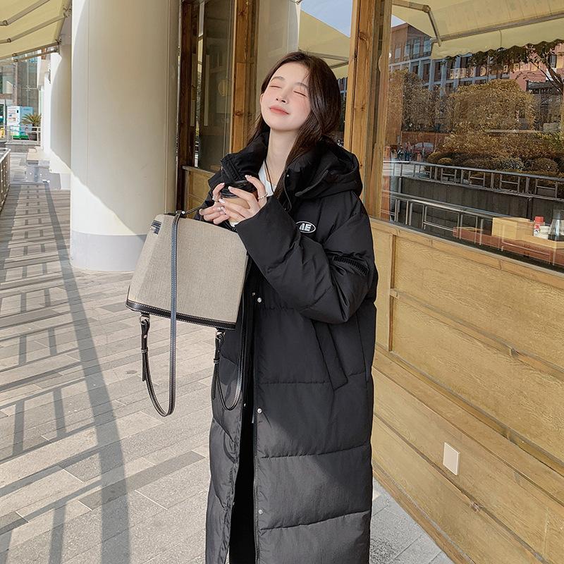 Long Down Cotton-padded Clothes, Winter Korean Version, Black Cotton-padded Clothes, Warm Fashion, Thickened Coat.