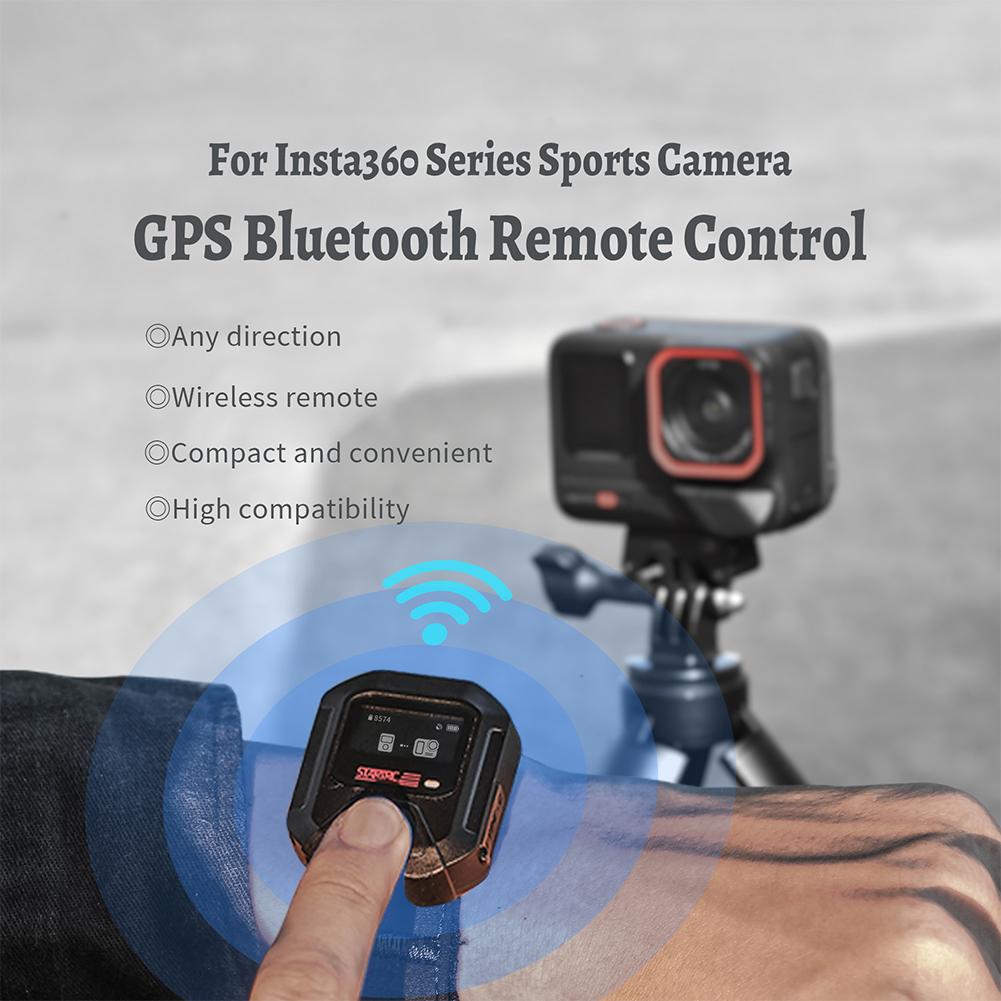 GPS Wireless Bluetooth Remote Control for Insta360 X4/X3 ACE PRO 2/GO 3s Action Camera Handlebar/Wrist Mounted Camera Shutter