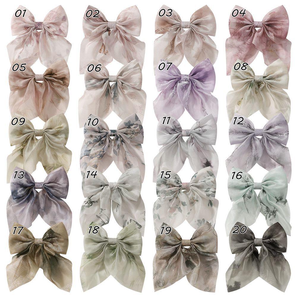 2Pcs Baby Hair Clip for Girls Hair Tie Ink Style Bow Kid Hair Accessory Sping Autumn Princess Children Hairband