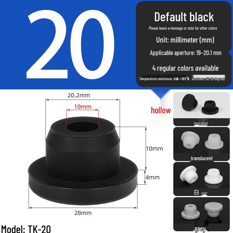 Black High-Temperature Resistant T-Shaped Silicone Stopper - Round Hole Rubber Gasket & Shock-Absorbing Blind Plug