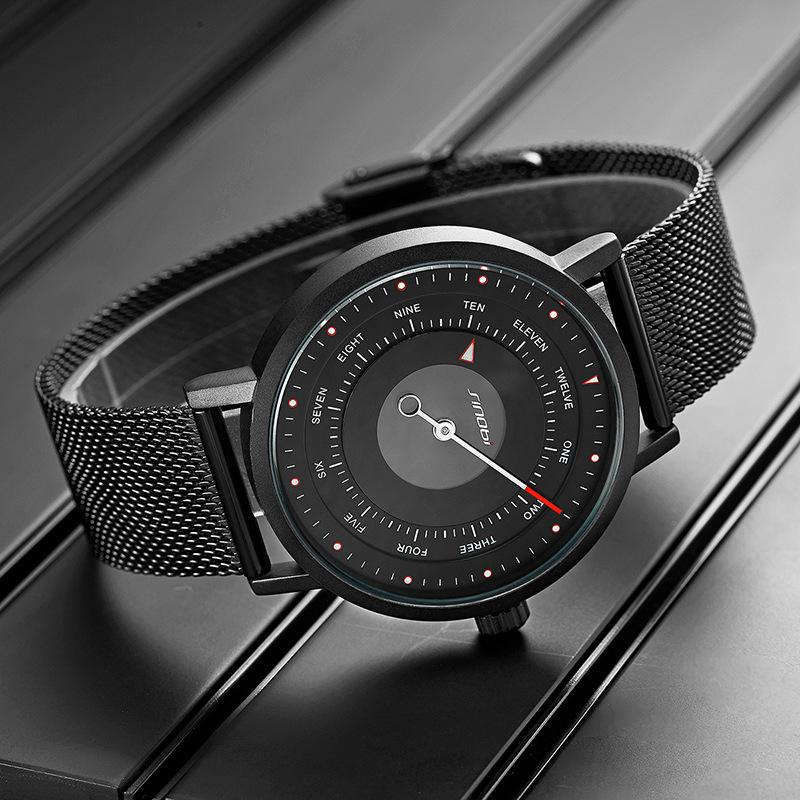 Sinobi Men'S Watch Male Creative Compass Single Pin Student Watch Mesh Strap Quartz Watch Male 9809